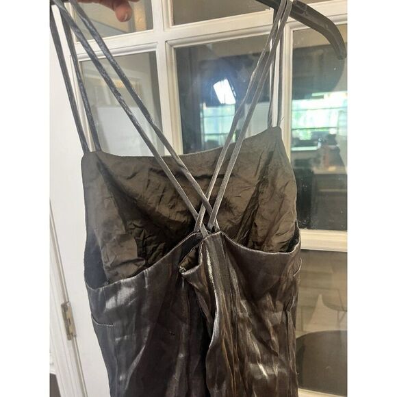 Vtg Y2k Maxi Gown Dress Sz 00 Rose PROM Black Metallic Silver Wedding Whimsygoth - Picture 4 of 9